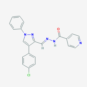 molecular formula C22H16ClN5O B293013 N'-{[4-(4-chlorophenyl)-1-phenyl-1H-pyrazol-3-yl]methylene}isonicotinohydrazide 