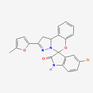 molecular formula C22H16BrN3O3 B2930131 5'-Bromo-2-(5-methylfuran-2-yl)-1,10b-dihydrospiro[benzo[e]pyrazolo[1,5-c][1,3]oxazine-5,3'-indolin]-2'-one CAS No. 786673-83-4