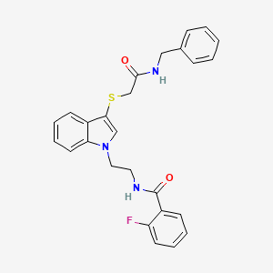 N-(2-(3-((2-(benzylamino)-2-oxoethyl)thio)-1H-indol-1-yl)ethyl)-2-fluorobenzamide