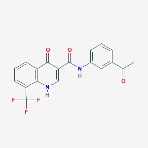 molecular formula C19H13F3N2O3 B2930151 N-(3-acetylphenyl)-4-hydroxy-8-(trifluoromethyl)quinoline-3-carboxamide CAS No. 946360-46-9