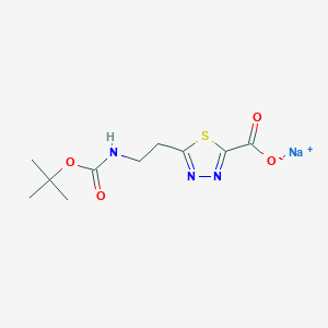 molecular formula C10H14N3NaO4S B2930158 Sodium;5-[2-[(2-methylpropan-2-yl)oxycarbonylamino]ethyl]-1,3,4-thiadiazole-2-carboxylate CAS No. 2470438-22-1
