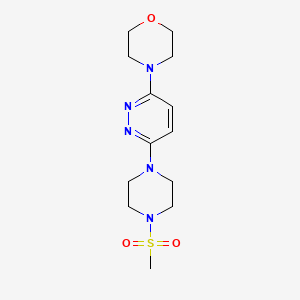 molecular formula C13H21N5O3S B2930166 4-[6-(4-Methylsulfonylpiperazin-1-yl)pyridazin-3-yl]morpholine CAS No. 1001899-16-6