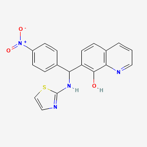 molecular formula C19H14N4O3S B2930169 7-((4-硝基苯基)(噻唑-2-基氨基)甲基)喹啉-8-醇 CAS No. 315240-12-1