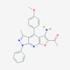 1-[5-amino-4-(4-methoxyphenyl)-3-methyl-1-phenyl-1H-furo[2,3-b]pyrazolo[4,3-e]pyridin-6-yl]ethanone