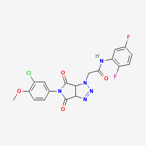 molecular formula C19H14ClF2N5O4 B2930181 2-[5-(3-chloro-4-methoxyphenyl)-4,6-dioxo-4,5,6,6a-tetrahydropyrrolo[3,4-d][1,2,3]triazol-1(3aH)-yl]-N-(2,5-difluorophenyl)acetamide CAS No. 1052607-20-1