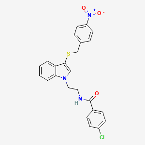 molecular formula C24H20ClN3O3S B2930193 4-chloro-N-[2-[3-[(4-nitrophenyl)methylsulfanyl]indol-1-yl]ethyl]benzamide CAS No. 532972-21-7