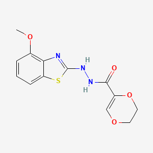 molecular formula C13H13N3O4S B2930202 N'-(4-methoxybenzo[d]thiazol-2-yl)-5,6-dihydro-1,4-dioxine-2-carbohydrazide CAS No. 851978-52-4