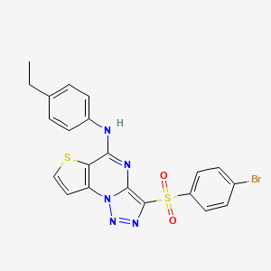 molecular formula C21H16BrN5O2S2 B2930208 3-[(4-bromophenyl)sulfonyl]-N-(4-ethylphenyl)thieno[2,3-e][1,2,3]triazolo[1,5-a]pyrimidin-5-amine CAS No. 892750-86-6