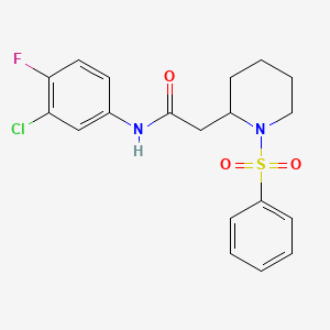molecular formula C19H20ClFN2O3S B2930211 N-(3-chloro-4-fluorophenyl)-2-(1-(phenylsulfonyl)piperidin-2-yl)acetamide CAS No. 1021118-13-7