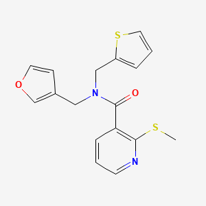 molecular formula C17H16N2O2S2 B2930213 N-(呋喃-3-基甲基)-2-(甲硫基)-N-(噻吩-2-基甲基)烟酰胺 CAS No. 1428367-65-0