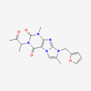 molecular formula C18H19N5O4 B2930215 6-(Furan-2-ylmethyl)-4,7-dimethyl-2-(3-oxobutan-2-yl)purino[7,8-a]imidazole-1,3-dione CAS No. 876670-95-0
