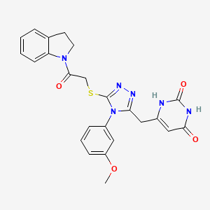 6-((5-((2-(indolin-1-yl)-2-oxoethyl)thio)-4-(3-methoxyphenyl)-4H-1,2,4-triazol-3-yl)methyl)pyrimidine-2,4(1H,3H)-dione