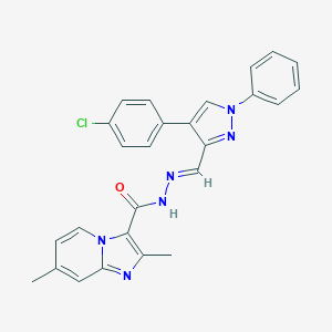 molecular formula C26H21ClN6O B293024 N'-{[4-(4-chlorophenyl)-1-phenyl-1H-pyrazol-3-yl]methylene}-2,7-dimethylimidazo[1,2-a]pyridine-3-carbohydrazide 