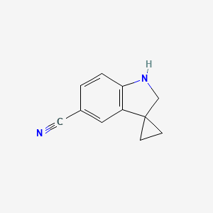 molecular formula C11H10N2 B2930243 1',2'-二氢螺[环丙烷-1,3'-吲哚]-5'-腈 CAS No. 2306270-31-3