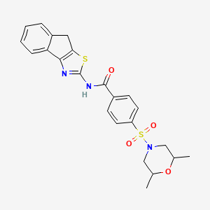 molecular formula C23H23N3O4S2 B2930245 4-((2,6-dimethylmorpholino)sulfonyl)-N-(8H-indeno[1,2-d]thiazol-2-yl)benzamide CAS No. 681161-86-4