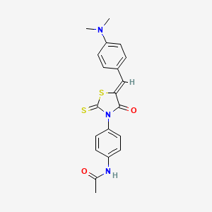 molecular formula C20H19N3O2S2 B2930249 (Z)-N-(4-(5-(4-(dimethylamino)benzylidene)-4-oxo-2-thioxothiazolidin-3-yl)phenyl)acetamide CAS No. 868147-92-6