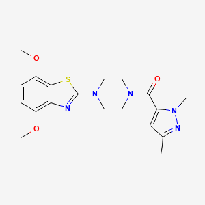 molecular formula C19H23N5O3S B2930251 2-[4-(1,3-dimethyl-1H-pyrazole-5-carbonyl)piperazin-1-yl]-4,7-dimethoxy-1,3-benzothiazole CAS No. 1014070-48-4