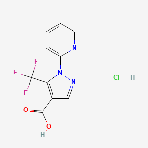 molecular formula C10H7ClF3N3O2 B2930253 1-(pyridin-2-yl)-5-(trifluoromethyl)-1H-pyrazole-4-carboxylic acid hydrochloride CAS No. 2031268-82-1