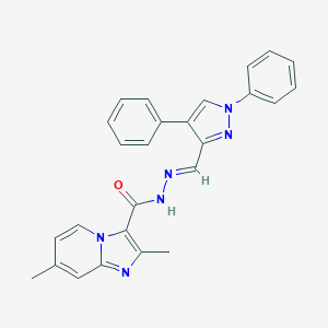 molecular formula C26H22N6O B293026 N'-[(1,4-diphenyl-1H-pyrazol-3-yl)methylene]-2,7-dimethylimidazo[1,2-a]pyridine-3-carbohydrazide 