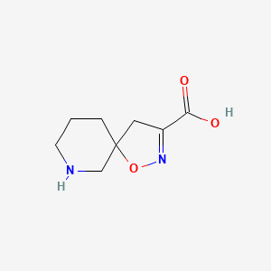 molecular formula C8H12N2O3 B2930268 1-Oxa-2,7-diazaspiro[4.5]dec-2-ene-3-carboxylic acid CAS No. 2140326-78-7