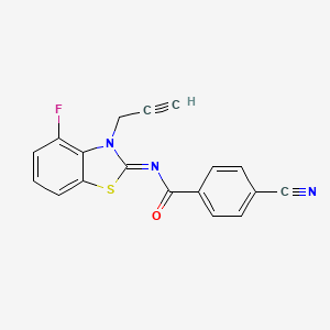 molecular formula C18H10FN3OS B2930273 4-氰基-N-(4-氟-3-丙-2-炔基-1,3-苯并噻唑-2-亚甲基)苯甲酰胺 CAS No. 865248-87-9