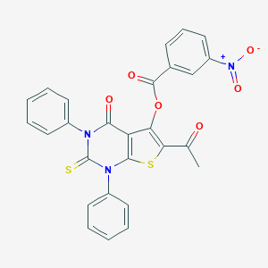 6-Acetyl-4-oxo-1,3-diphenyl-2-thioxo-1,2,3,4-tetrahydrothieno[2,3-d]pyrimidin-5-yl 3-nitrobenzoate