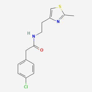 molecular formula C14H15ClN2OS B2930296 2-(4-chlorophenyl)-N-[2-(2-methyl-1,3-thiazol-4-yl)ethyl]acetamide CAS No. 863512-57-6