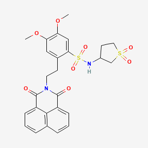 molecular formula C26H26N2O8S2 B2930297 2-[2-(1,3-dioxobenzo[de]isoquinolin-2-yl)ethyl]-N-(1,1-dioxothiolan-3-yl)-4,5-dimethoxybenzenesulfonamide CAS No. 442556-17-4
