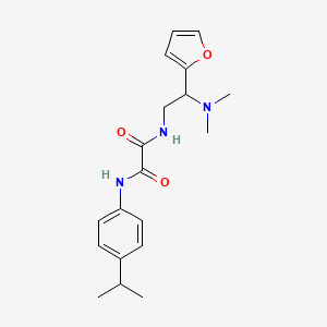 molecular formula C19H25N3O3 B2930302 N1-(2-(二甲基氨基)-2-(呋喃-2-基)乙基)-N2-(4-异丙基苯基)草酰胺 CAS No. 899955-18-1