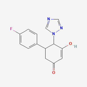 molecular formula C14H12FN3O2 B2930303 5-(4-fluorophenyl)-3-hydroxy-4-(1H-1,2,4-triazol-1-yl)-2-cyclohexen-1-one CAS No. 685107-48-6