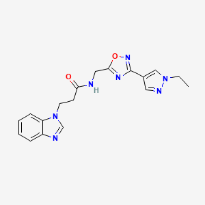 3-(1H-benzo[d]imidazol-1-yl)-N-((3-(1-ethyl-1H-pyrazol-4-yl)-1,2,4-oxadiazol-5-yl)methyl)propanamide