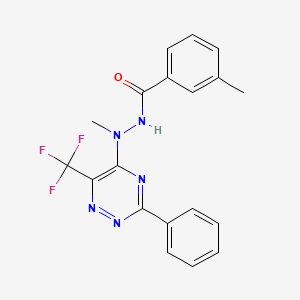 molecular formula C19H16F3N5O B2930329 N',3-dimethyl-N'-[3-phenyl-6-(trifluoromethyl)-1,2,4-triazin-5-yl]benzenecarbohydrazide CAS No. 383148-78-5