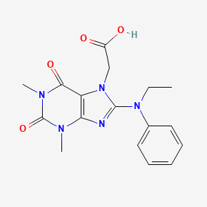 molecular formula C17H19N5O4 B2930353 2-[8-(乙基苯氨基)-1,3-二甲基-2,6-二氧代-1,3,7-三氢嘌呤-7-基]乙酸 CAS No. 1021066-79-4