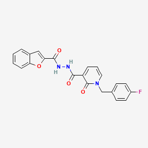 molecular formula C22H16FN3O4 B2930357 N'-(苯并呋喃-2-羰基)-1-(4-氟苄基)-2-氧代-1,2-二氢吡啶-3-甲酰肼 CAS No. 1105211-39-9