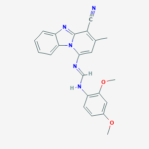 molecular formula C22H19N5O2 B293036 N'-(4-cyano-3-methylpyrido[1,2-a]benzimidazol-1-yl)-N-(2,4-dimethoxyphenyl)imidoformamide 