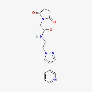 molecular formula C16H17N5O3 B2930363 2-(2,5-二氧代吡咯烷-1-基)-N-{2-[4-(吡啶-3-基)-1H-吡唑-1-基]乙基}乙酰胺 CAS No. 2097922-98-8
