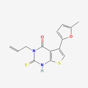 molecular formula C14H12N2O2S2 B2930372 3-烯丙基-2-巯基-5-(5-甲基呋喃-2-基)噻吩并[2,3-d]嘧啶-4(3H)-酮 CAS No. 442865-24-9