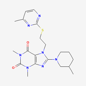 1,3-dimethyl-8-(3-methylpiperidin-1-yl)-7-(2-((4-methylpyrimidin-2-yl)thio)ethyl)-1H-purine-2,6(3H,7H)-dione