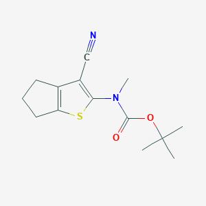 molecular formula C14H18N2O2S B2930375 叔丁基 N-(3-氰基-5,6-二氢-4H-环戊[b]噻吩-2-基)-N-甲基氨基甲酸酯 CAS No. 2138166-08-0