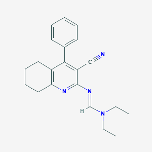 molecular formula C21H24N4 B293038 N'-(3-cyano-4-phenyl-5,6,7,8-tetrahydro-2-quinolinyl)-N,N-diethylimidoformamide 