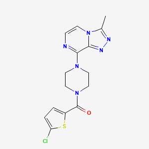 molecular formula C15H15ClN6OS B2930392 (5-Chlorothiophen-2-yl)(4-(3-methyl-[1,2,4]triazolo[4,3-a]pyrazin-8-yl)piperazin-1-yl)methanone CAS No. 2034538-72-0