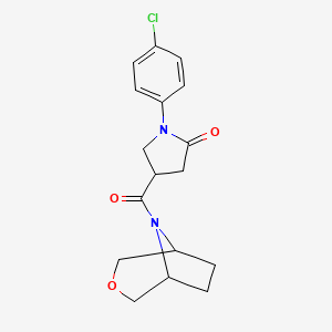 molecular formula C17H19ClN2O3 B2930394 4-((1R,5S)-3-oxa-8-azabicyclo[3.2.1]octane-8-carbonyl)-1-(4-chlorophenyl)pyrrolidin-2-one CAS No. 1396862-60-4