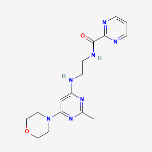 molecular formula C16H21N7O2 B2930395 N-(2-((2-甲基-6-吗啉嘧啶-4-基)氨基)乙基)嘧啶-2-甲酰胺 CAS No. 1251558-65-2