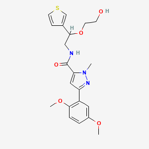 molecular formula C21H25N3O5S B2930404 3-(2,5-dimethoxyphenyl)-N-(2-(2-hydroxyethoxy)-2-(thiophen-3-yl)ethyl)-1-methyl-1H-pyrazole-5-carboxamide CAS No. 2034315-43-8