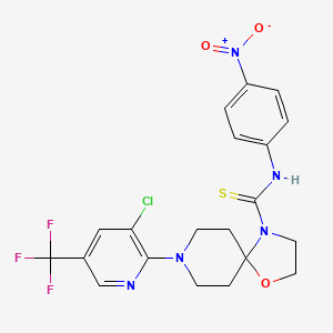 molecular formula C20H19ClF3N5O3S B2930408 8-[3-chloro-5-(trifluoromethyl)-2-pyridinyl]-N-(4-nitrophenyl)-1-oxa-4,8-diazaspiro[4.5]decane-4-carbothioamide CAS No. 338761-18-5