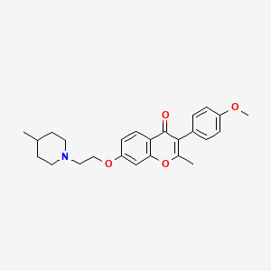molecular formula C25H29NO4 B2930412 3-(4-methoxyphenyl)-2-methyl-7-(2-(4-methylpiperidin-1-yl)ethoxy)-4H-chromen-4-one CAS No. 903198-96-9
