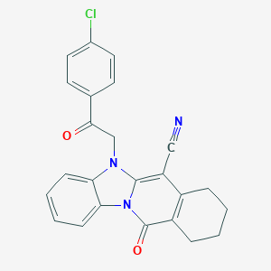 molecular formula C24H18ClN3O2 B293042 5-[2-(4-Chlorophenyl)-2-oxoethyl]-11-oxo-5,7,8,9,10,11-hexahydrobenzimidazo[1,2-b]isoquinoline-6-carbonitrile 
