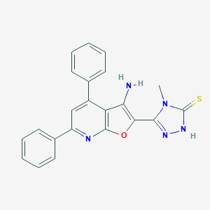 molecular formula C22H17N5OS B293043 5-(3-amino-4,6-diphenylfuro[2,3-b]pyridin-2-yl)-4-methyl-2,4-dihydro-3H-1,2,4-triazole-3-thione 