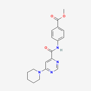 molecular formula C18H20N4O3 B2930430 4-(6-(哌啶-1-基)嘧啶-4-甲酰胺)苯甲酸甲酯 CAS No. 1909455-81-7