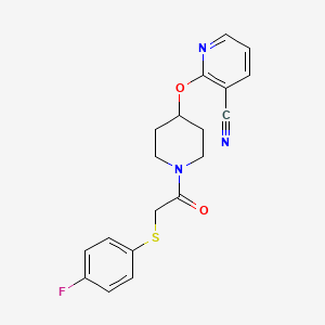 molecular formula C19H18FN3O2S B2930434 2-((1-(2-((4-Fluorophenyl)thio)acetyl)piperidin-4-yl)oxy)nicotinonitrile CAS No. 1797596-85-0